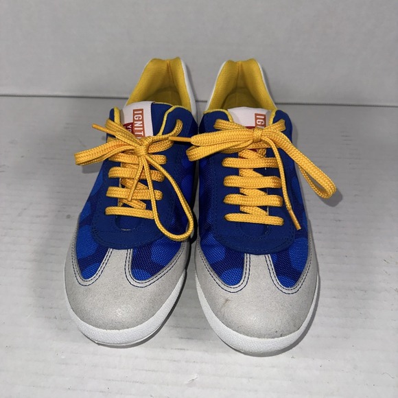 Firebirds Men's Sneakers Blue Gray White Yellow 6.5M 7.5W Made In Italy Custom